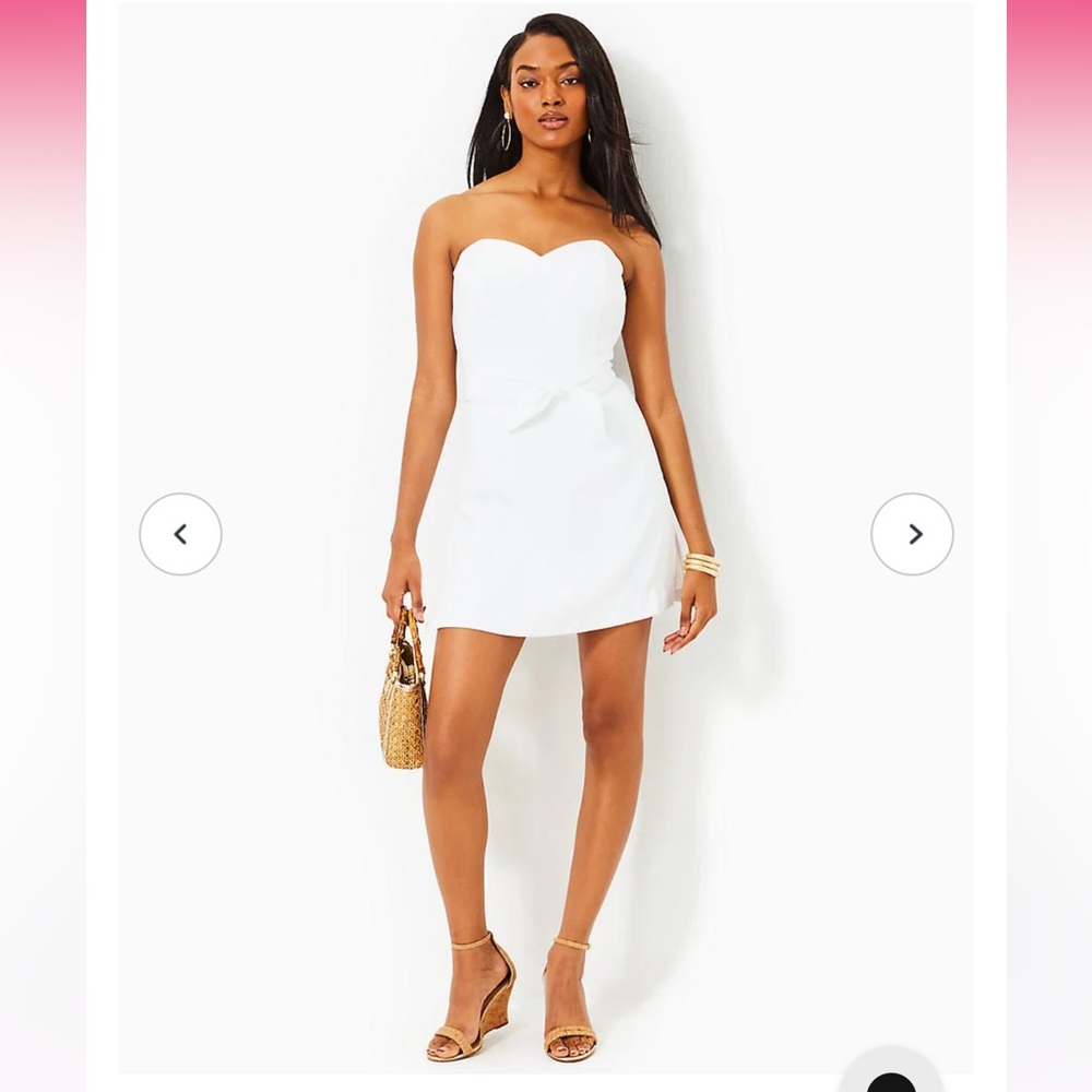 Lilly Pulitzer Kylo Strapless Skirted Romper in Resort White NWT - Size 14‎